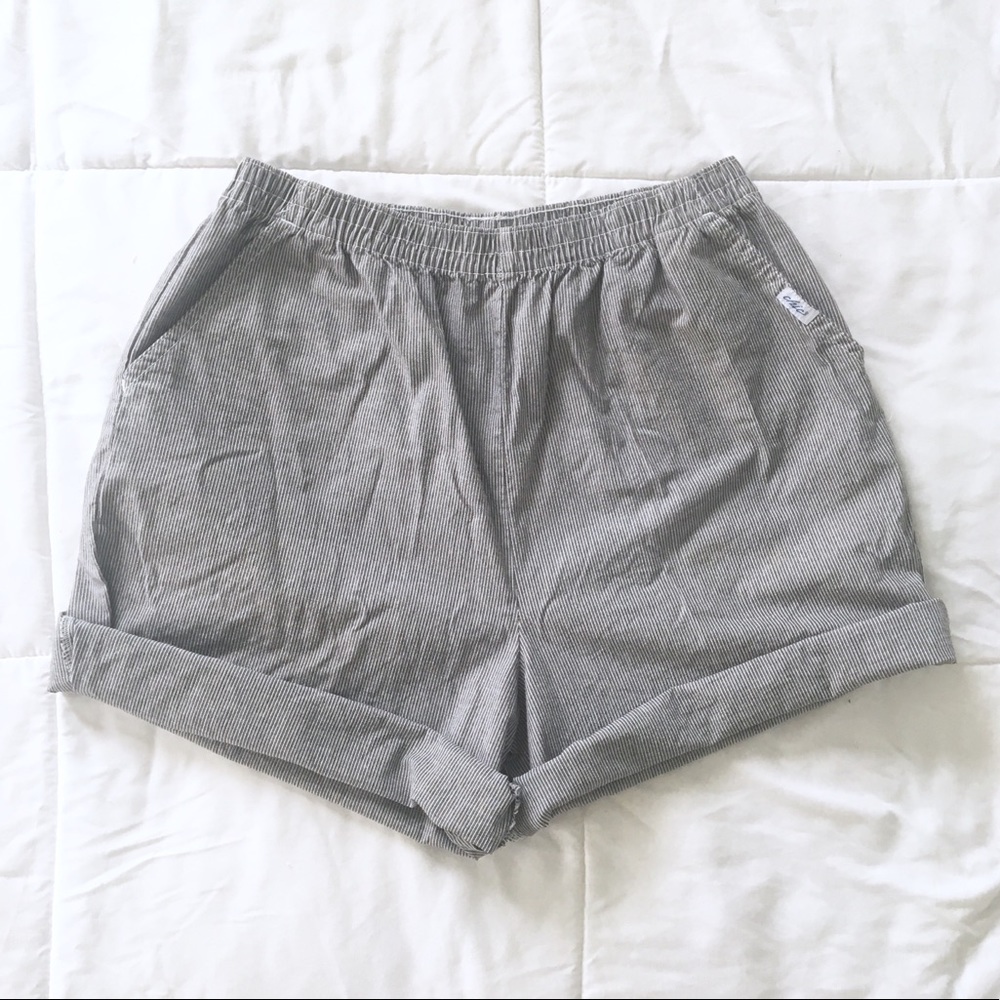 80s Chic Striped Elastic High Waist Mom Short